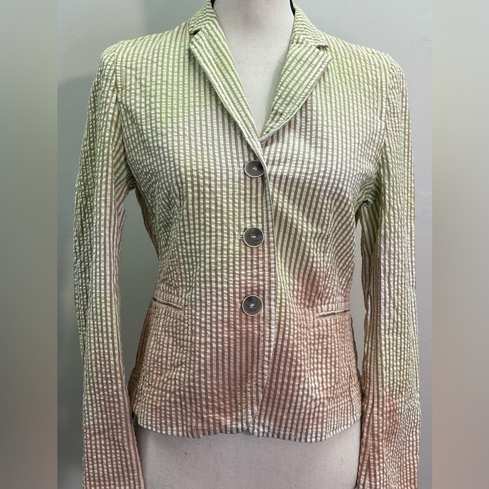 Rene’ Lezard Ombré Seersucker Blazer - Picture 3 of 12